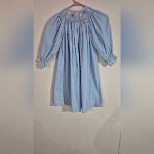 Blue Striped Smocked Dress with Embroidery GIRLS SIZE 5